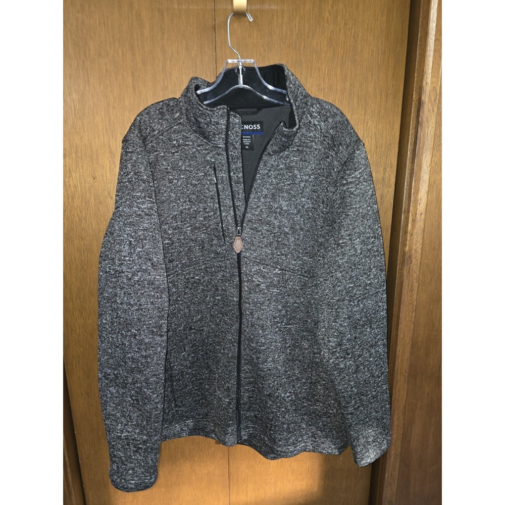 Womens Knoss Carbon Heather Grey Bonded Sweater‎ Fleece Jacket Size Large